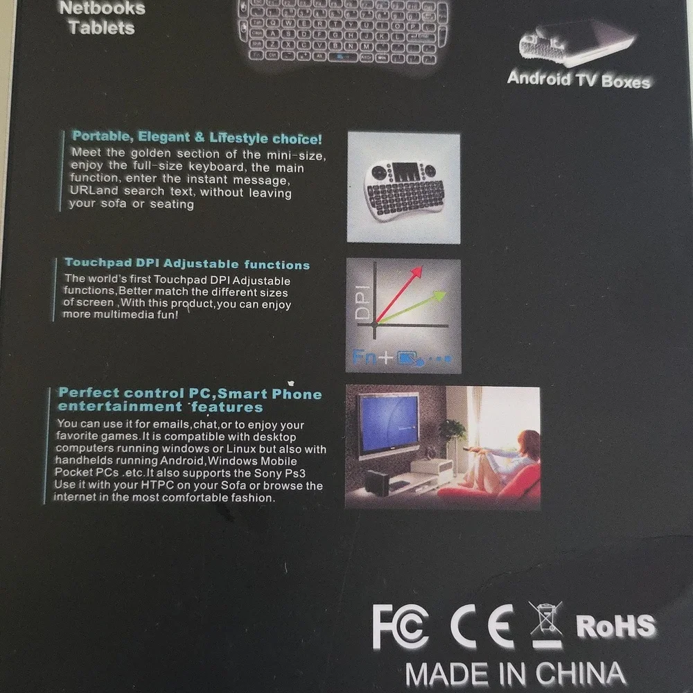 Mini Handheld Backlit Keyboard Mouse Combo Touchpad Function